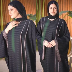 Abaya en Soie Brodée Orly et Strass – Élégance et Finesse